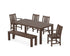POLYWOOD Oxford 6-Piece Parsons Dining Set with Bench with Oxford Dining Side Chair in Mahogany