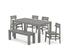 POLYWOOD Modern Studio Plaza Chair 6-Piece Parsons Dining Set with Bench in Slate Grey