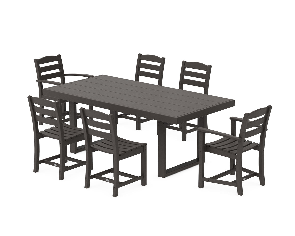 POLYWOOD La Casa Café 7-Piece Dining Set - 39" x 78" Table in Vintage Coffee