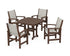POLYWOOD Coastal 5-Piece Dining Set with Nautical 37" Dining Table in Mahogany / Birch