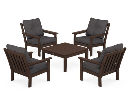 POLYWOOD Vineyard 5-Piece Deep Seating Conversation Set in Mahogany / Ash Charcoal