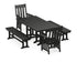 POLYWOOD Acadia 5-Piece Farmhouse Dining Set with Benches in Black