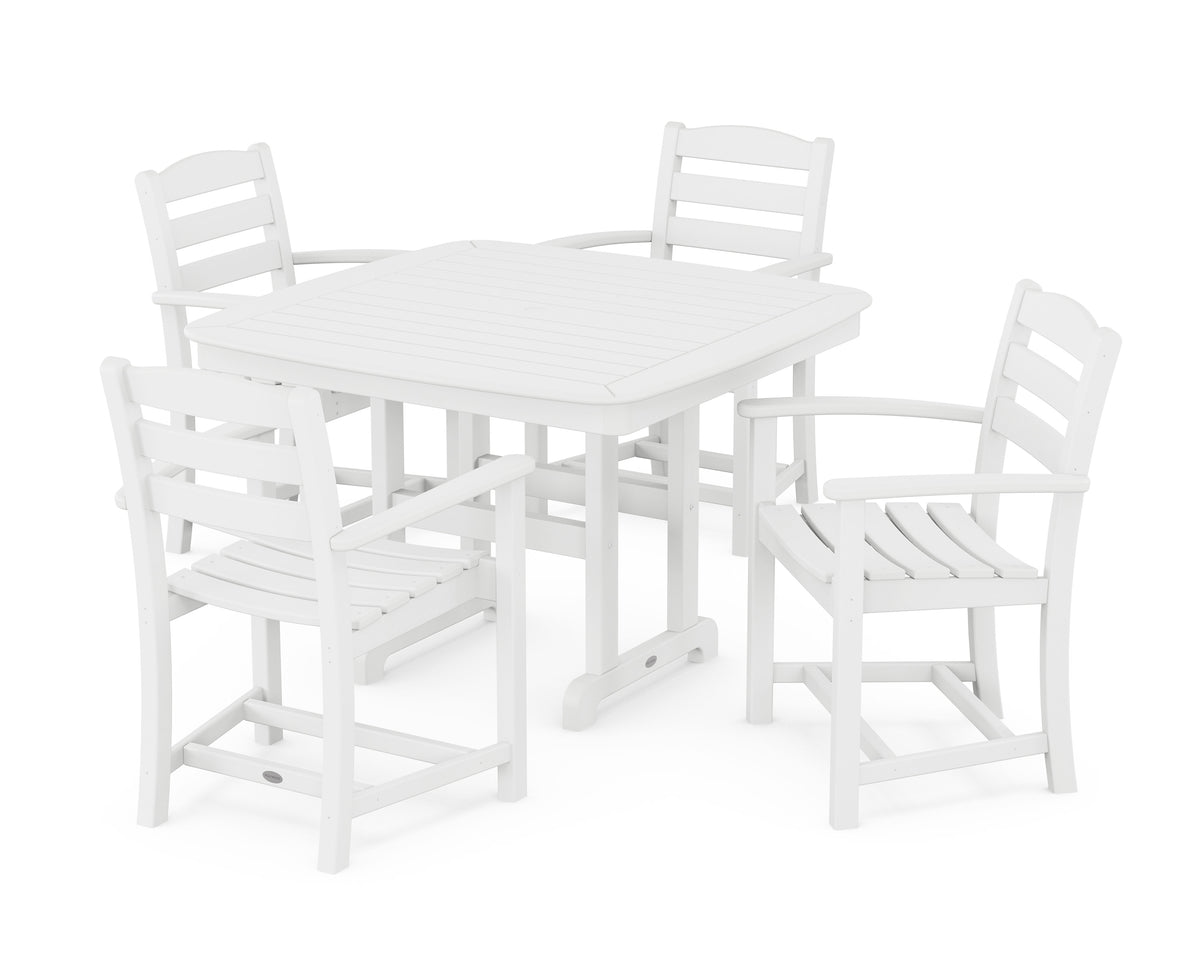 POLYWOOD La Casa Café 5-Piece Dining Set with Trestle Legs - 44" Table in White