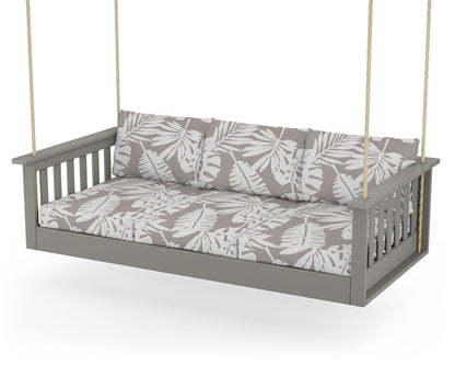 POLYWOOD Vineyard Daybed Swing in Slate Grey / Leaf Grey Mist