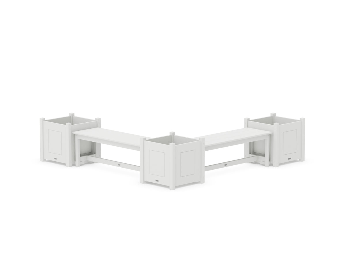 POLYWOOD 48" Country Living L-Shaped Planter Bench Corner Set - Large in White