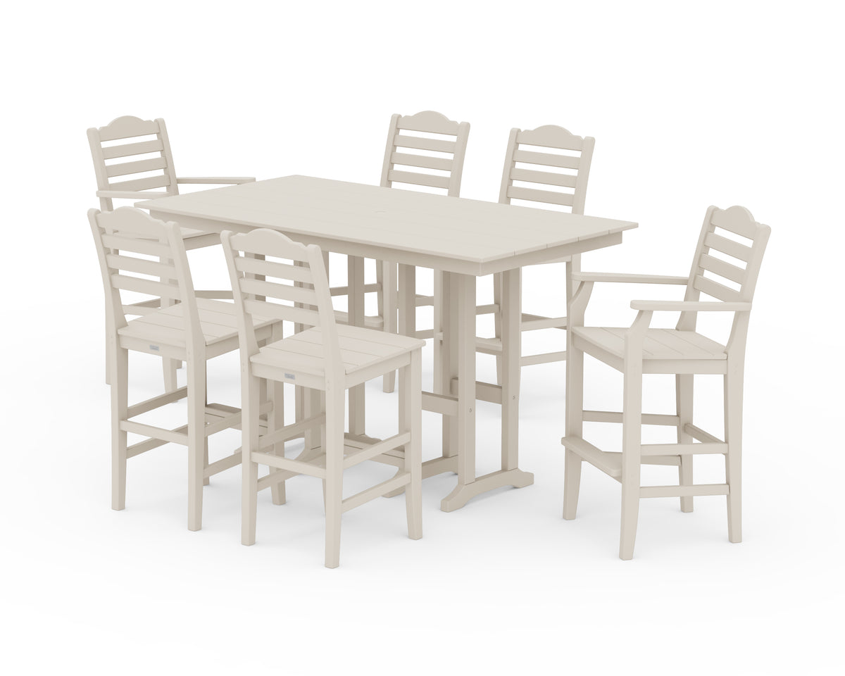 POLYWOOD Savannah 7-Piece Farmhouse Bar Set in Sand