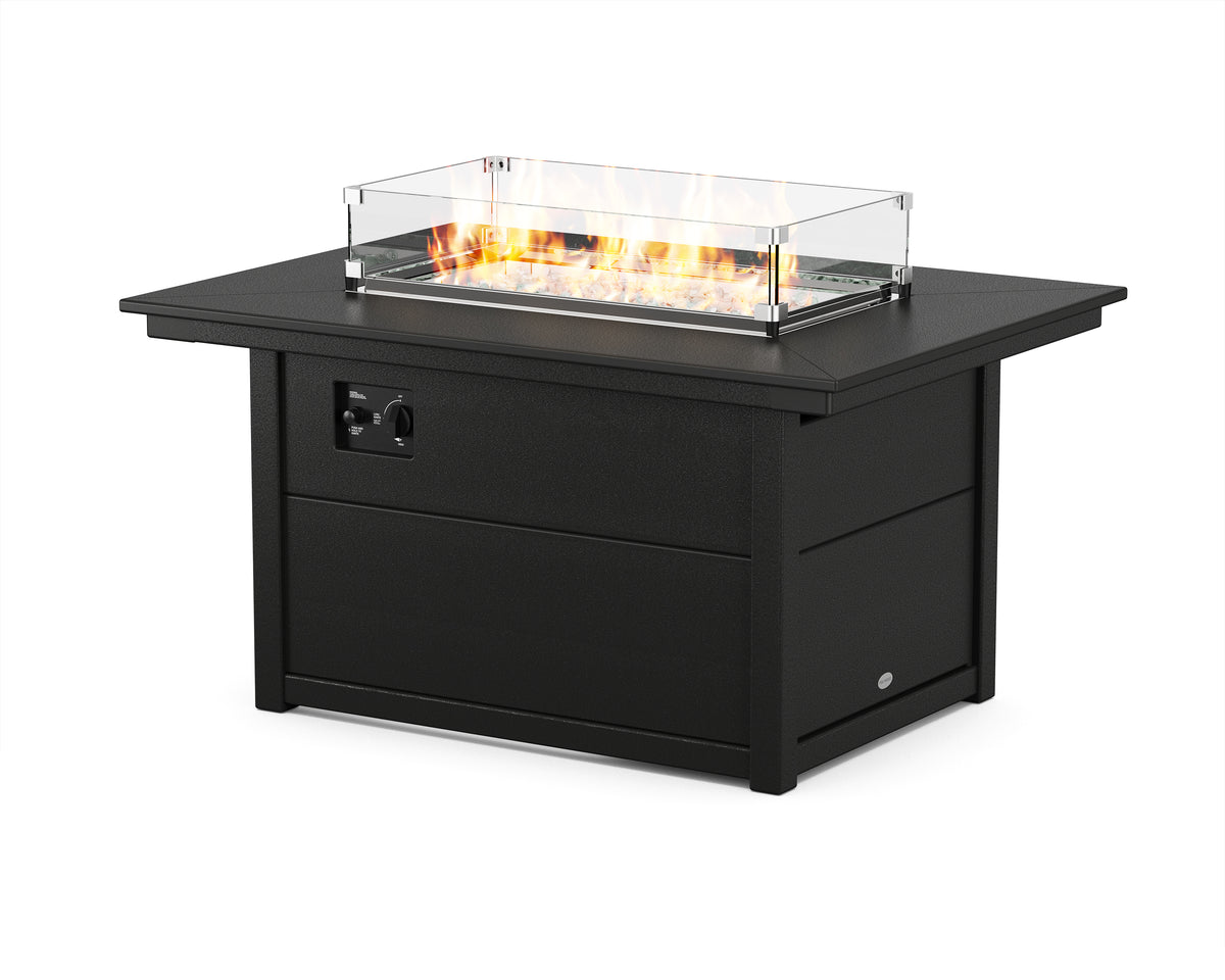 POLYWOOD Rectangle 34"x46" Fire Pit Table in Black