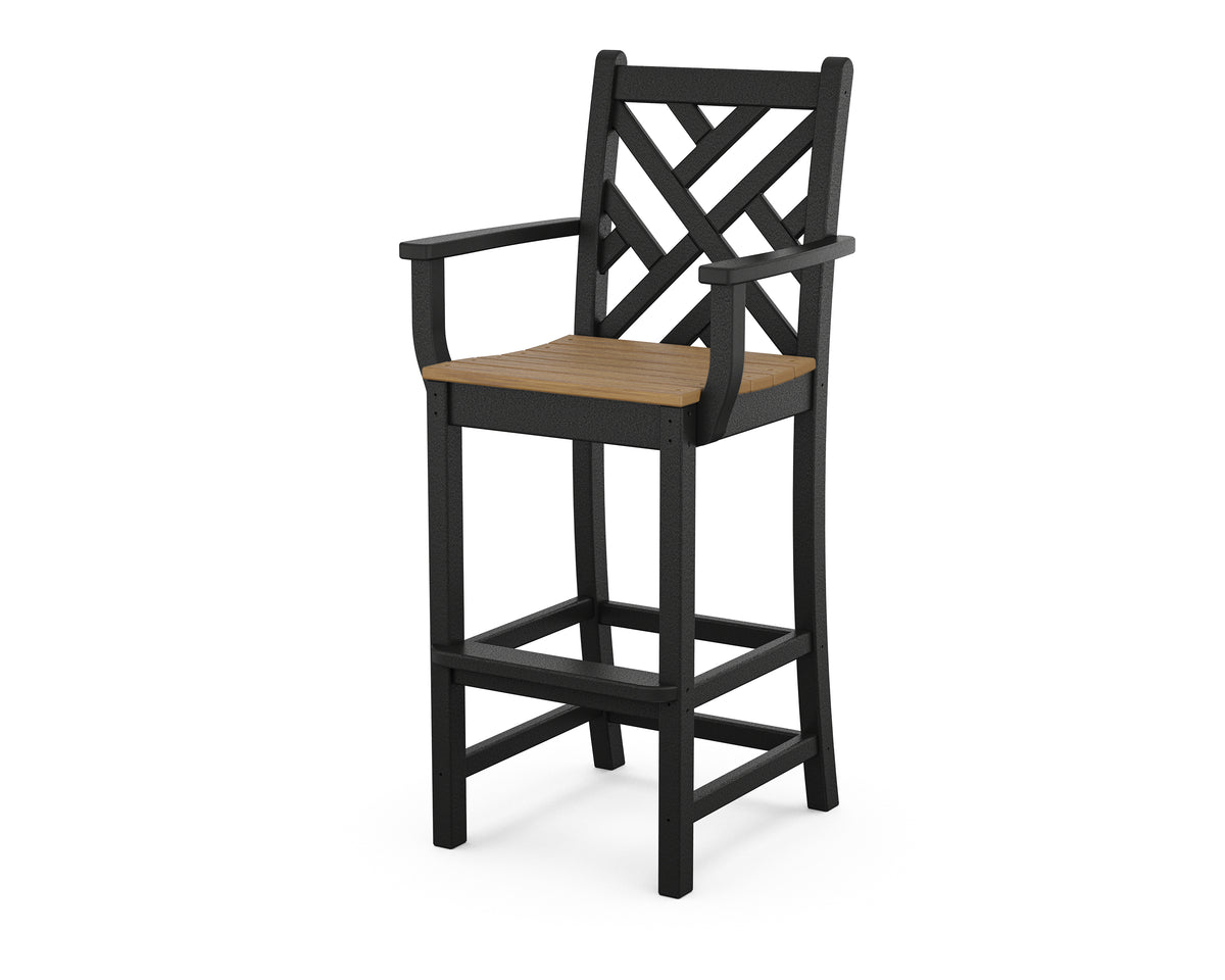 POLYWOOD Chippendale Bar Arm Chair in Black / Natural