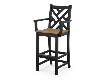 POLYWOOD Chippendale Bar Arm Chair in Black / Natural