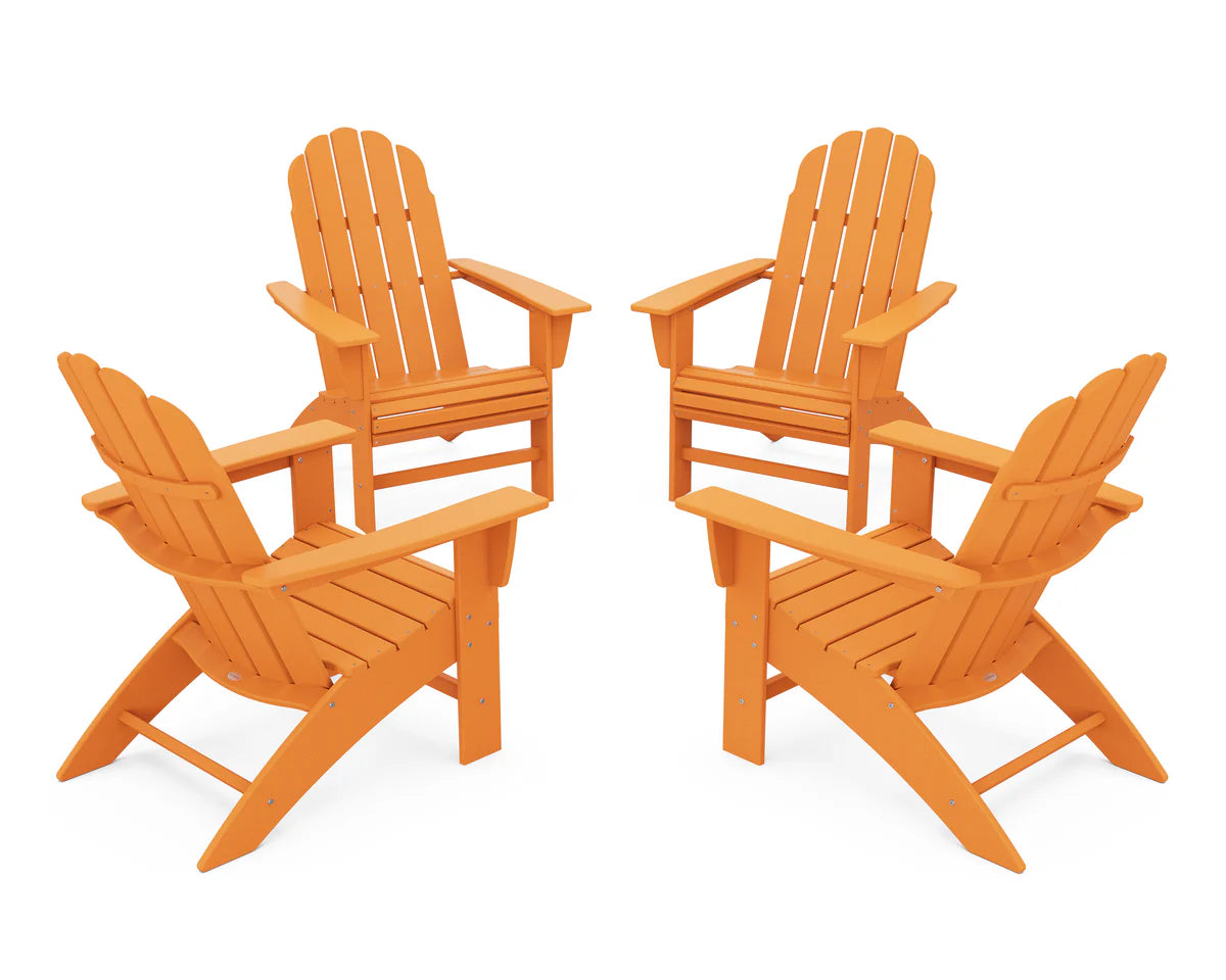 POLYWOOD 4-Piece Vineyard Curveback Adirondack Chair Conversation Set
