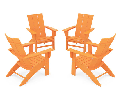 POLYWOOD 4-Piece Modern Curveback Adirondack Conversation Set