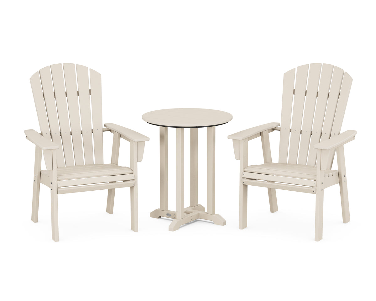 POLYWOOD Nautical Adirondack 3-Piece Round Bistro Dining Set in Sand