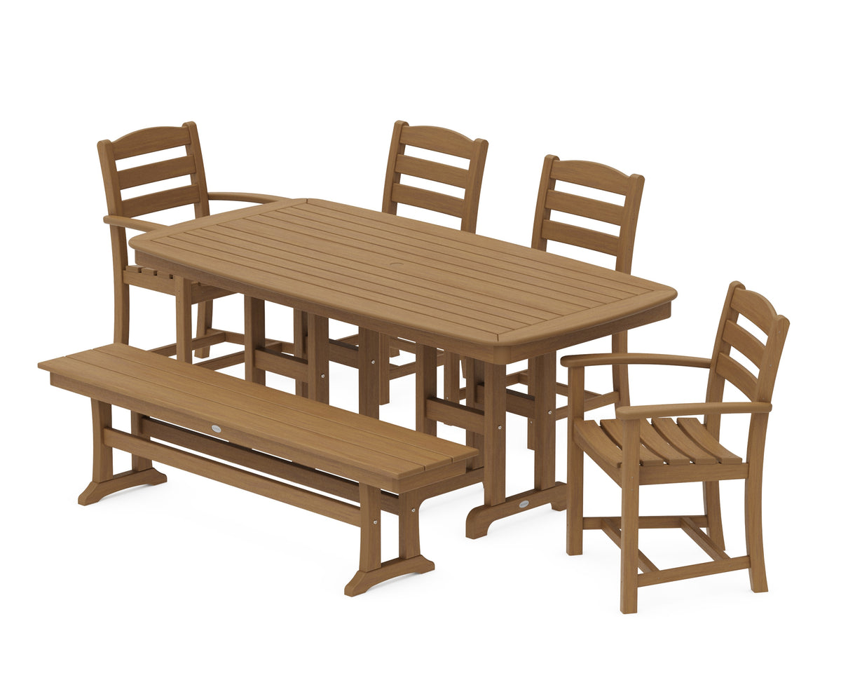 POLYWOOD La Casa Café 6-Piece Dining Set with Bench - 37" x 72" Table in Natural