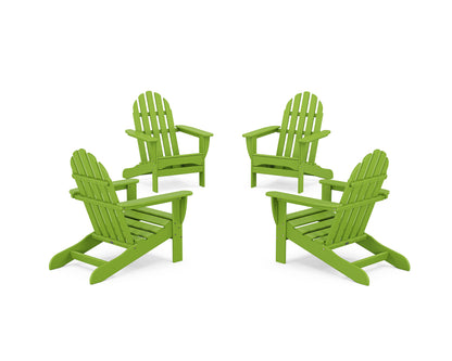 POLYWOOD 4-Piece Classic Adirondack Conversation Set in Lime