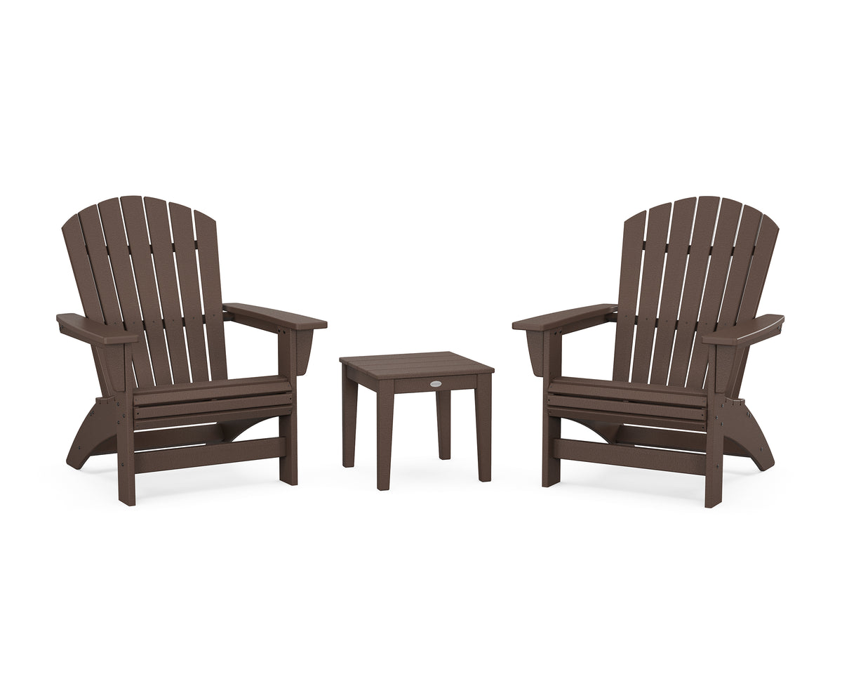 POLYWOOD 3-Piece Nautical Grand Adirondack Set in Mahogany