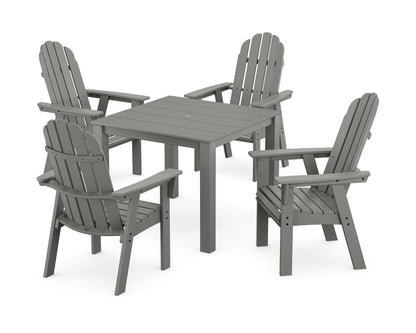 POLYWOOD Vineyard Curveback Adirondack 5-Piece Parsons Dining Set in Slate Grey