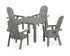 POLYWOOD Vineyard Curveback Adirondack 5-Piece Parsons Dining Set in Slate Grey