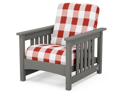 POLYWOOD Club Mission Chair in Slate Grey / Buffalo Plaid Crimson