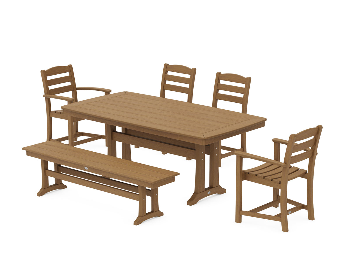 POLYWOOD La Casa Café 6-Piece Dining Set with Trestle Legs in Natural