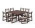 POLYWOOD EDGE Sling Side Chair 9-Piece Farmhouse Trestle Dining Set in Mahogany / Birch
