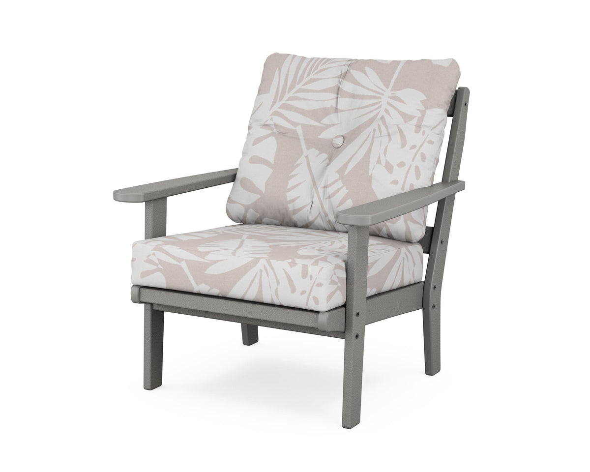 POLYWOOD Mission Deep Seating Chair in Slate Grey / Leaf Dune Burlap