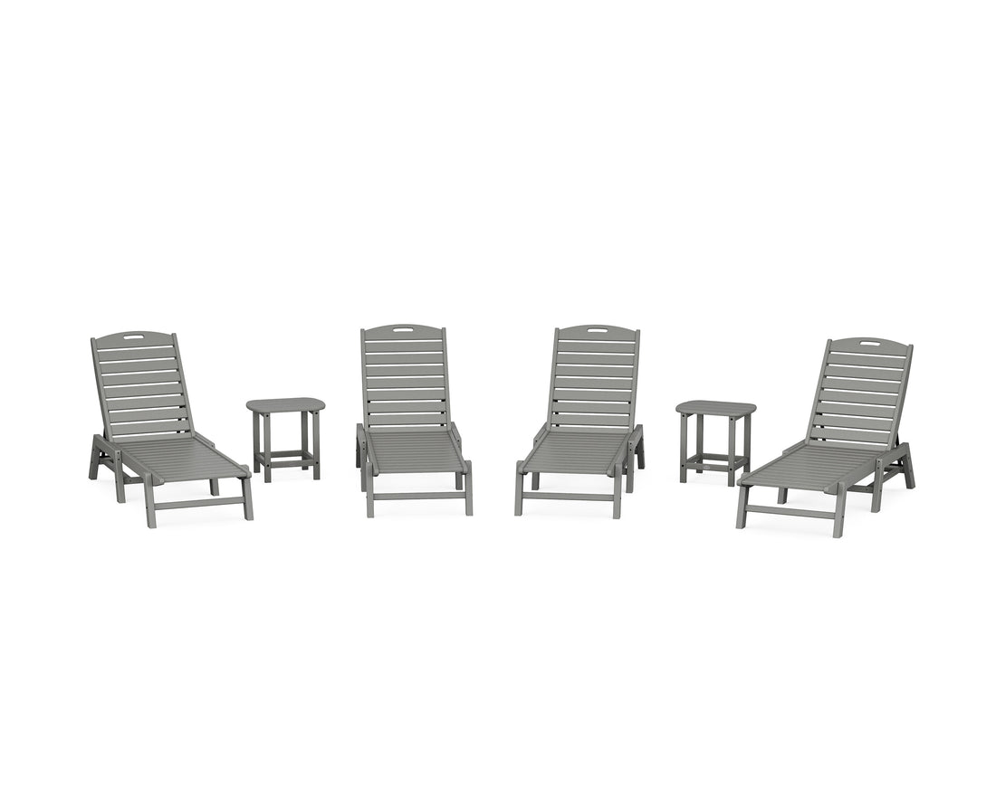 POLYWOOD Nautical Chaise 6-Piece Set in Slate Grey