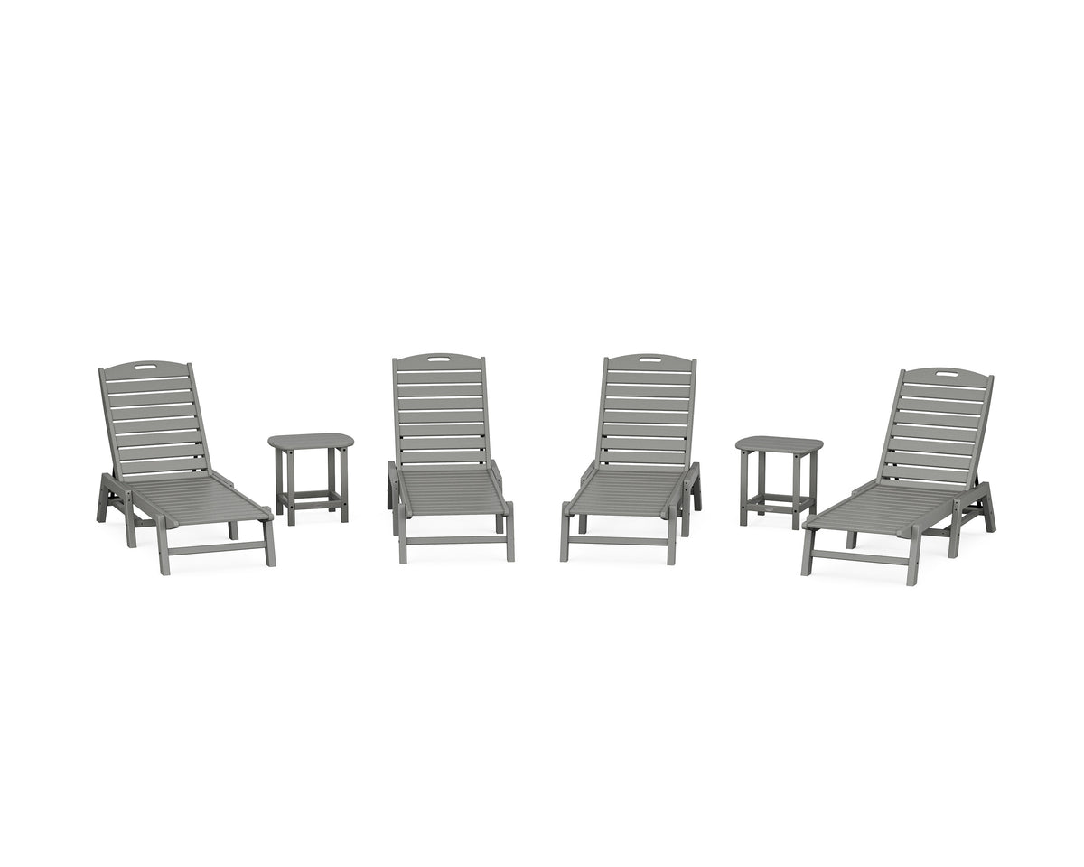 POLYWOOD Nautical Chaise 6-Piece Set in Slate Grey
