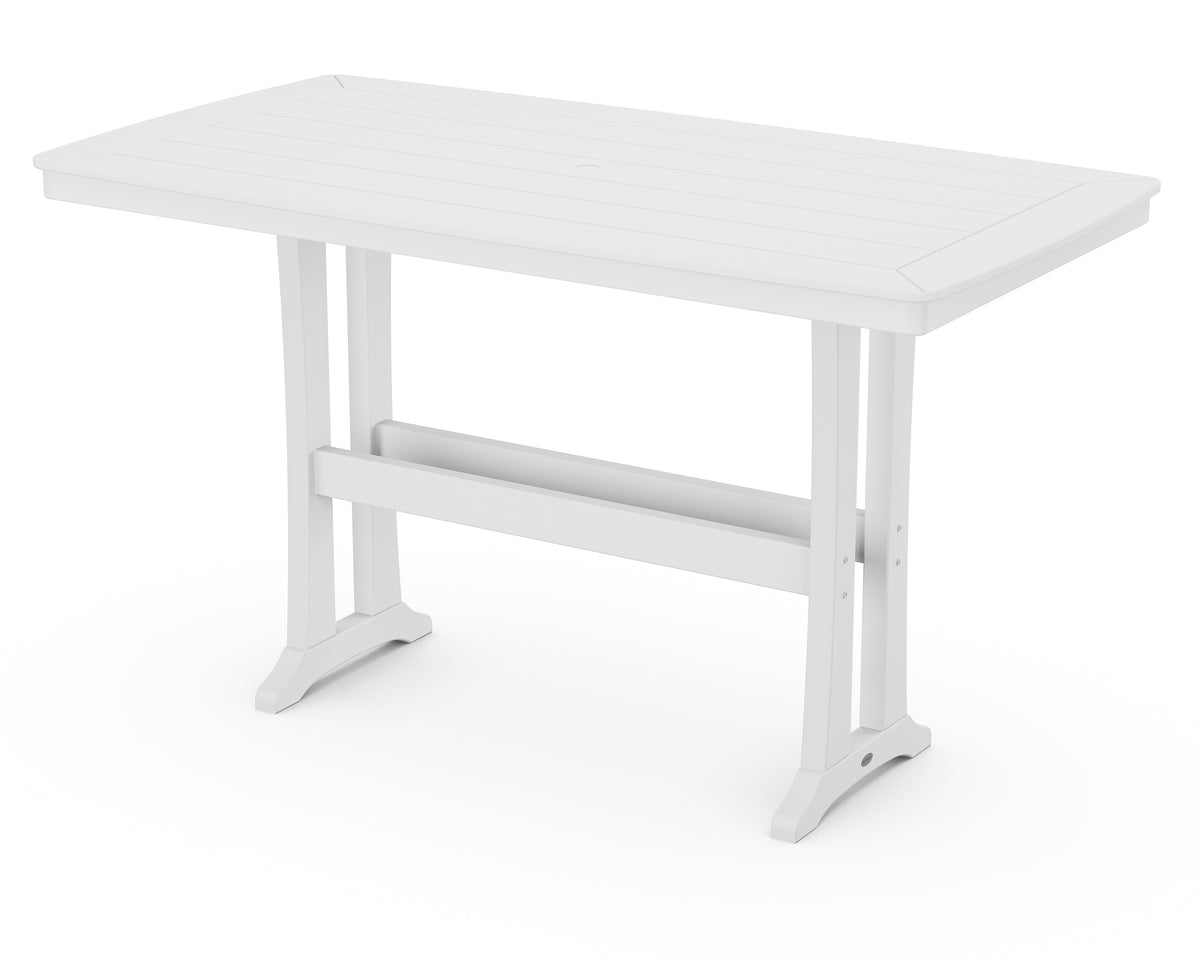POLYWOOD Nautical Trestle 38" x 73" Bar Table in White
