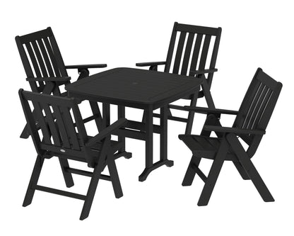 POLYWOOD Vineyard Folding Chair 5-Piece Dining Set - 37" Table in Black