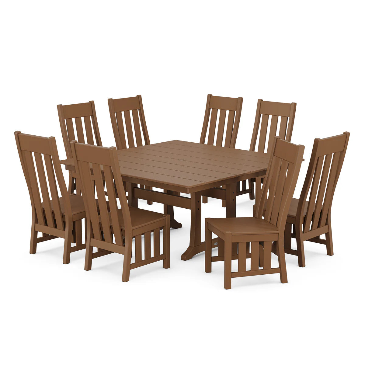 POLYWOOD Acadia Side Chair 9-Piece Square Farmhouse Dining Set with Trestle Legs