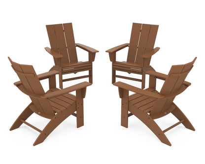 POLYWOOD 4-Piece Modern Curveback Adirondack Conversation Set