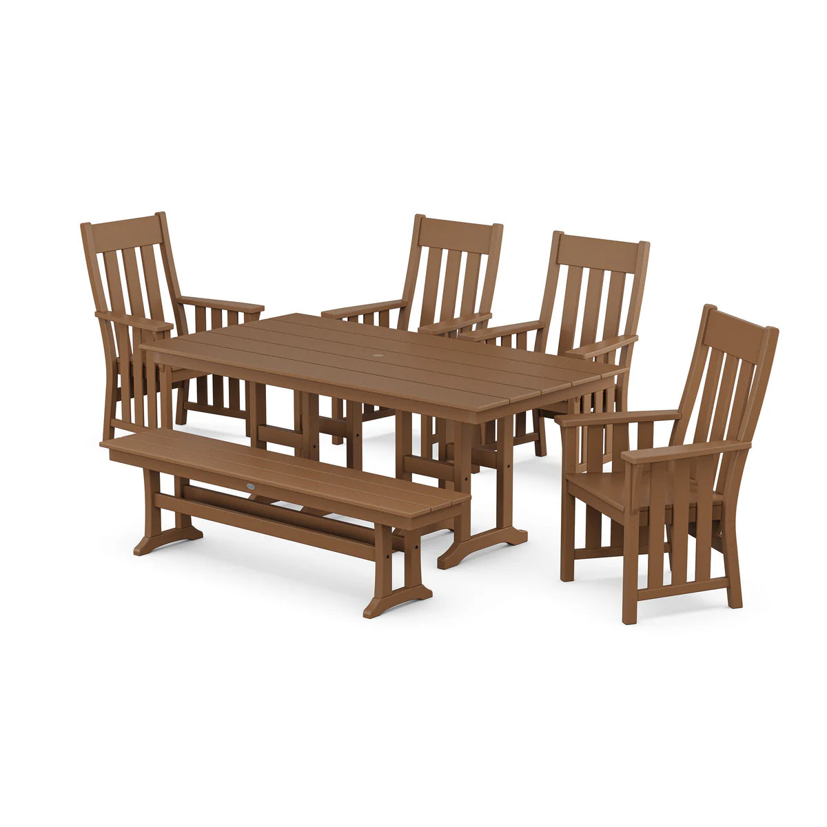 POLYWOOD Acadia 6-Piece Farmhouse Dining Set with Bench