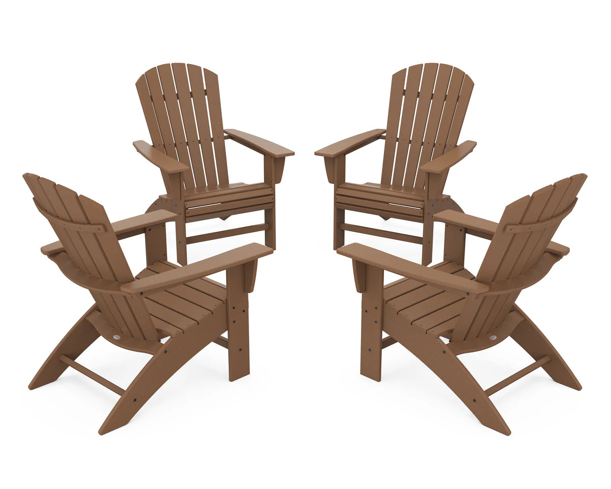POLYWOOD 4-Piece Nautical Curveback Adirondack Chair Conversation Set