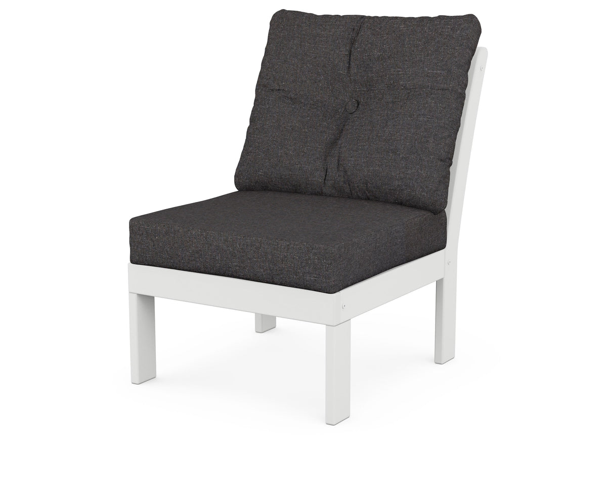 POLYWOOD Vineyard Modular Armless Chair in White / Ash Charcoal