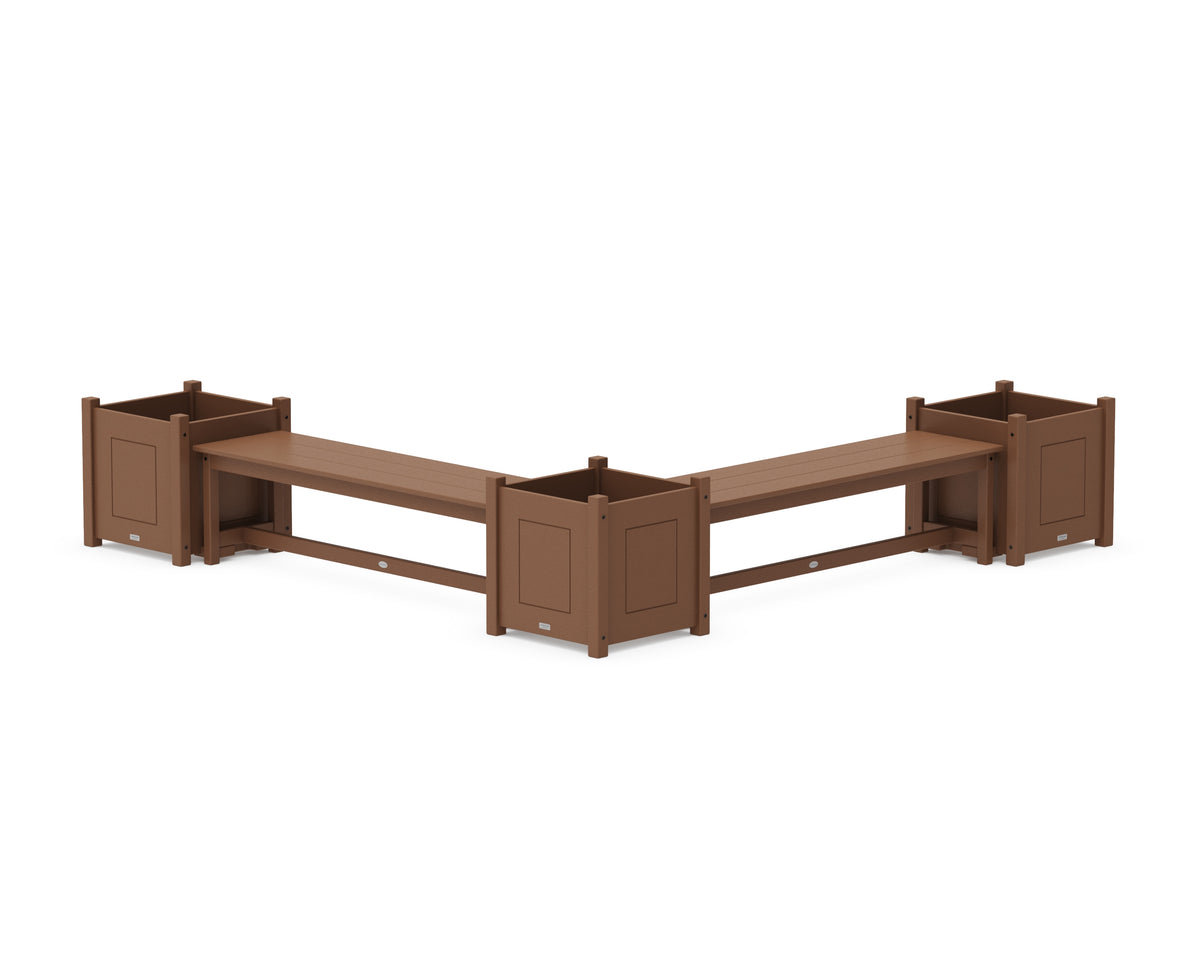 POLYWOOD 60" Country Living L-Shaped Planter Bench Corner Set - Large in Teak