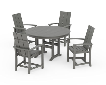 POLYWOOD Modern Adirondack 5-Piece Round Farmhouse Dining Set in Slate Grey
