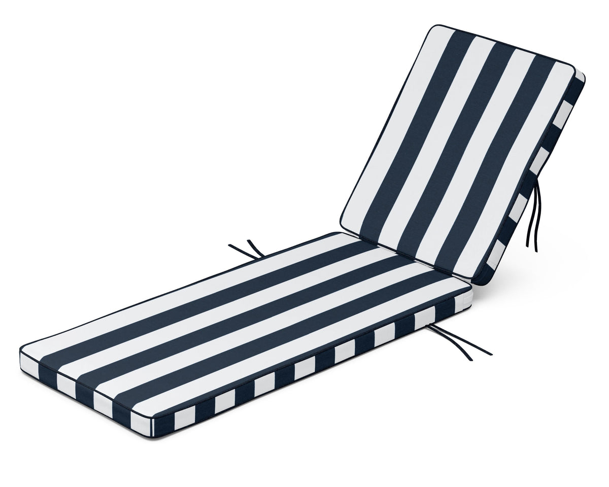 POLYWOOD Acadia Chaise Cushion in Cabana Stripe Marine Indigo