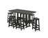 POLYWOOD Modern Studio Bar Stool 7-Piece Set in Black