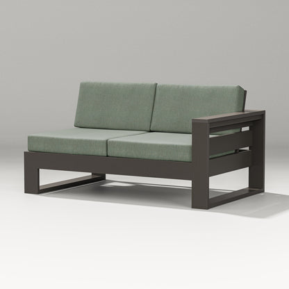 POLYWOOD Latitude Modular Right Arm Loveseat in Vintage Coffee / Cast Sage