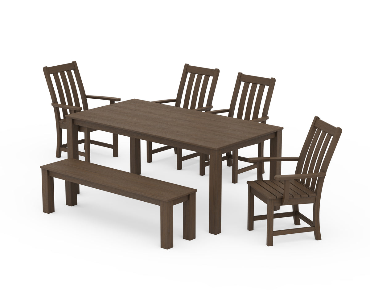POLYWOOD Vineyard 6-Piece Parsons Dining Set with Bench in Kona