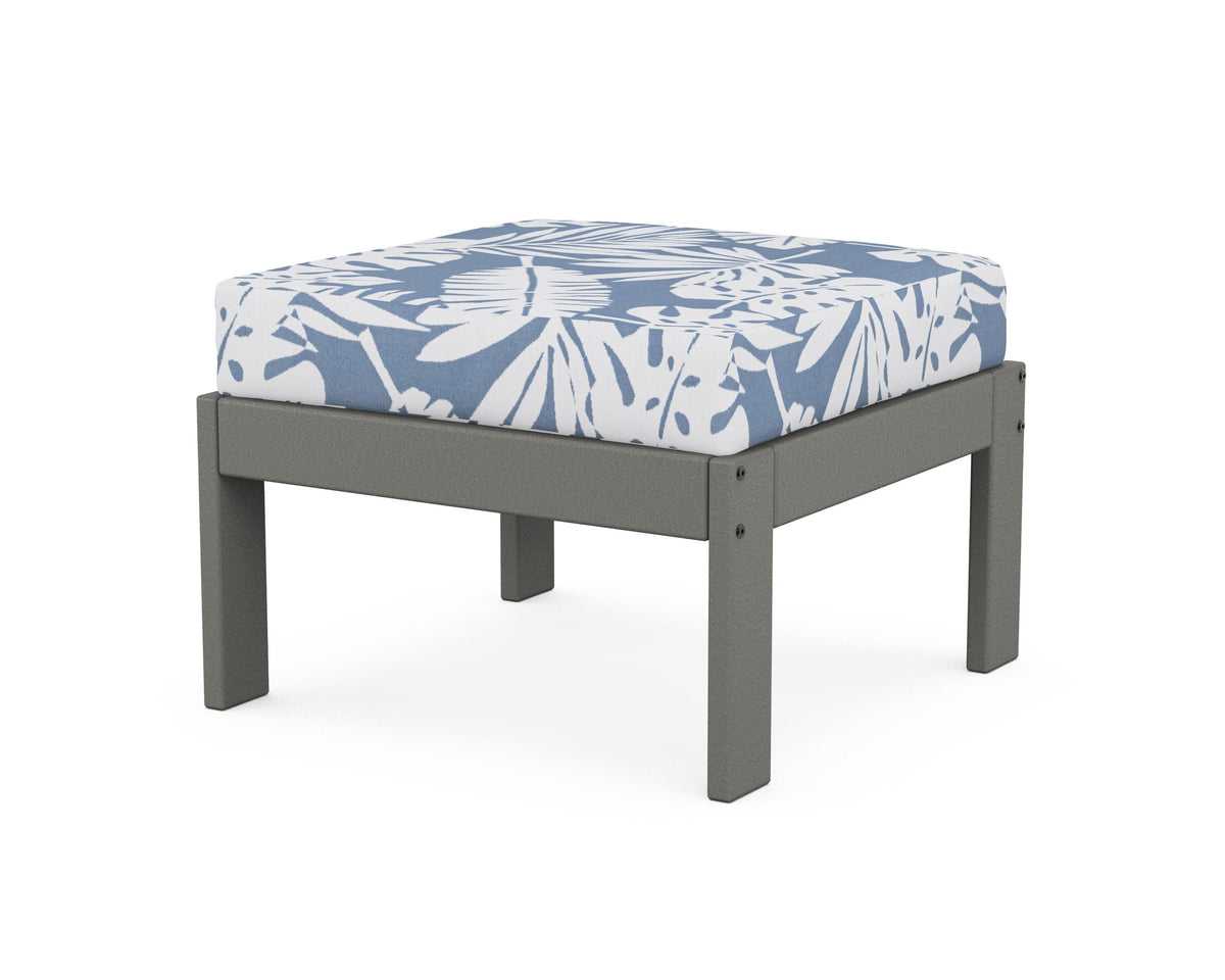 POLYWOOD Vineyard Modular Ottoman in Slate Grey / Leaf Sky Blue