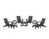 POLYWOOD Modern Studio Folding Adirondack 9-Piece Conversation Set in Black