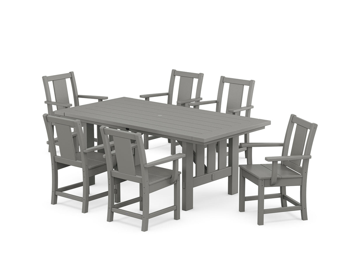 POLYWOOD Prairie Arm Chair 7-Piece Mission Dining Set in Slate Grey