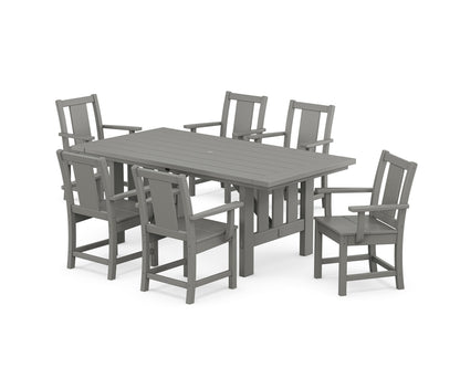 POLYWOOD Prairie Arm Chair 7-Piece Mission Dining Set in Slate Grey