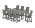 POLYWOOD Modern Curveback Adirondack 9-Piece Counter Set with Trestle Legs in Slate Grey