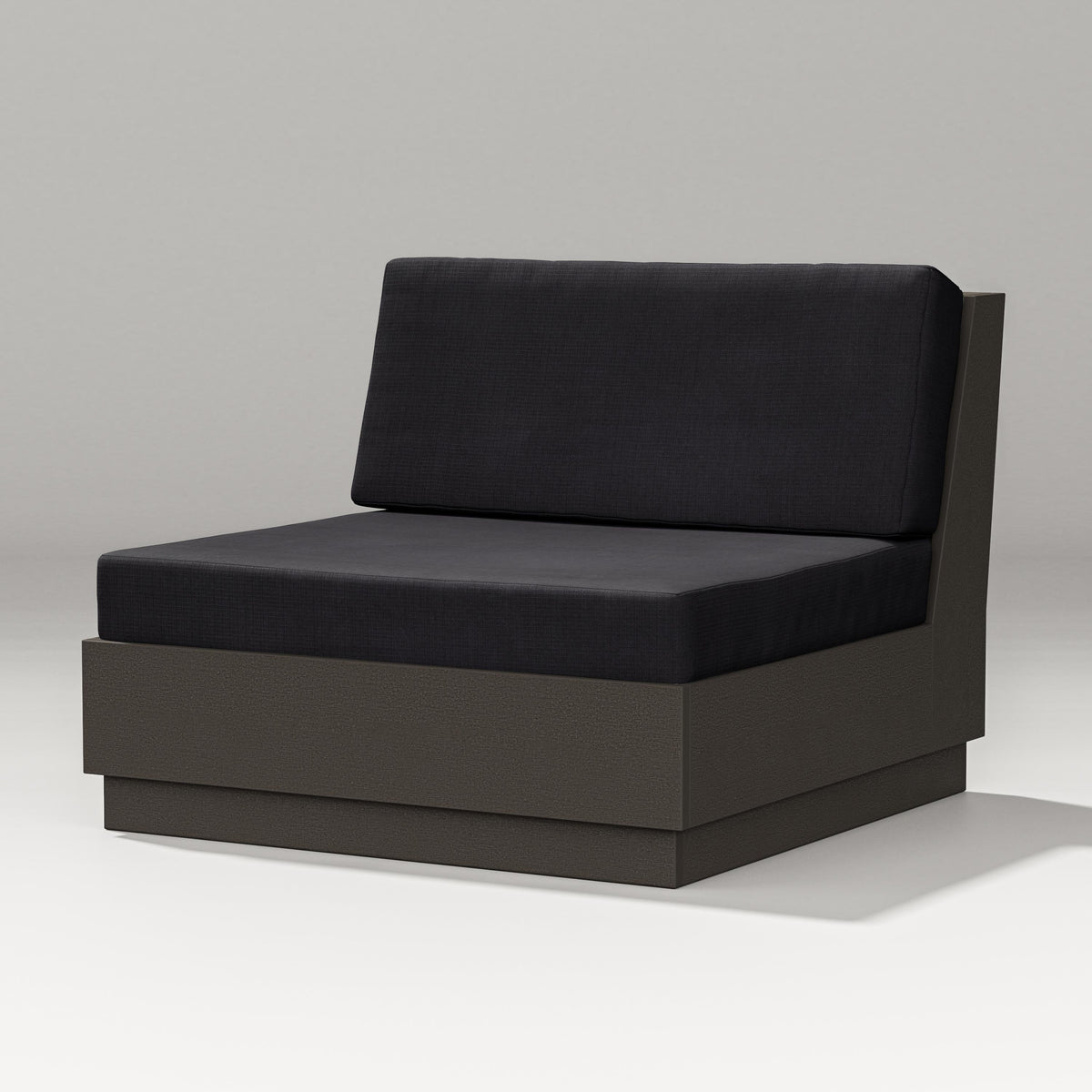 POLYWOOD Elevate Modular Armless Chair in Vintage Coffee / Midnight Linen