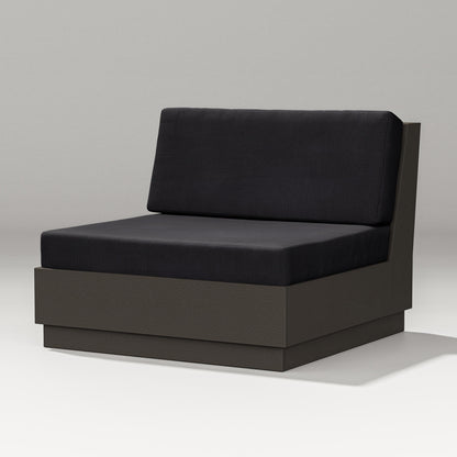 POLYWOOD Elevate Modular Armless Chair in Vintage Coffee / Midnight Linen