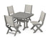 POLYWOOD Coastal Folding Side Chair 5-Piece Dining Set with Trestle Legs in Slate Grey / Birch