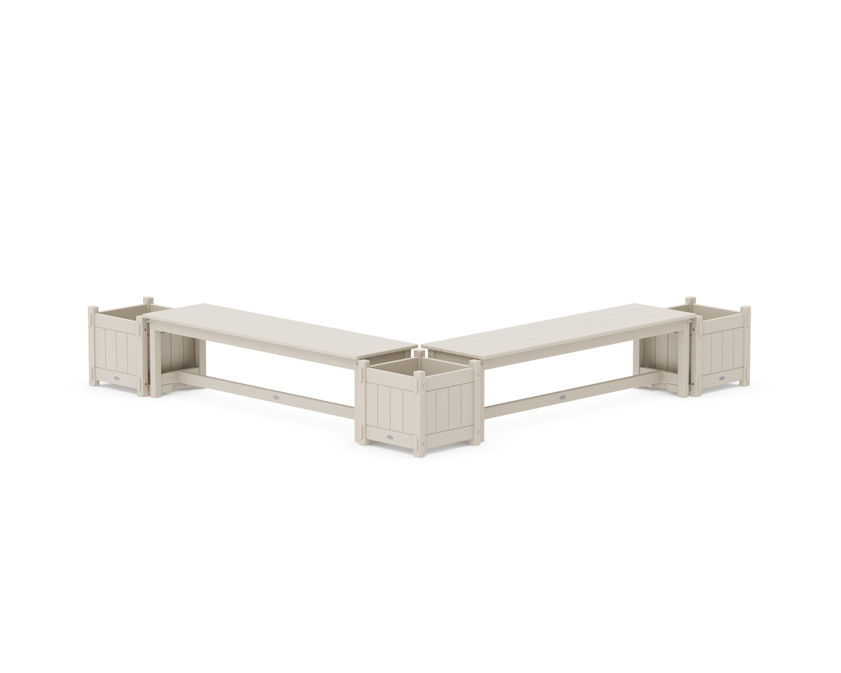 POLYWOOD 60" Vineyard L-Shaped Planter Bench Corner Set in Sand