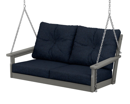POLYWOOD Vineyard Deep Seating Swing in Slate Grey / Marine Indigo